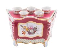 A Coalport porcelain bough-pot and cover, circa 1810 of bombe form,