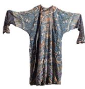 A Chinese blue-ground embroidered silk dragon robe,