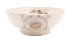 A creamware punch bowl, probably Wedgwood,