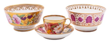 A small group of domestic porcelain comprising a Swansea porcelain bowl,