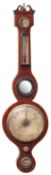 A late-Victorian mahogany wheel barometer the round silvered dial with usual barometer settings,