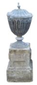 A lead garden urn,