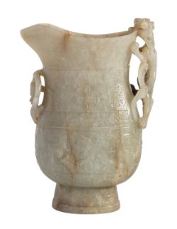 A Chinese jade archaistic 'chilong' ewer, late Ming/early Qing Dynasty,