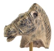 A ROMAN BRONZE HORSE HEAD CIRCA 2ND CENTURY A.D., 4cm.
