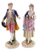A pair of large Samson porcelain figures of a gallant and companion,