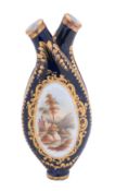An early 19th century English double scent bottle of conjoined flask form,