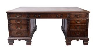 A mahogany partners' desk in George III Chippendale taste,