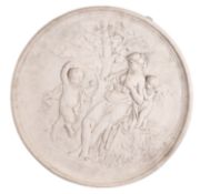 A faux plaster composition figural roundel in Classical style,
