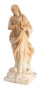 A Continental sculpted alabaster model of Mary, Queen of Heaven,