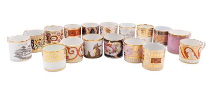 A collection of seventeen early 19th century English porcelain coffee cans,