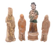 A mixed lot of Chinese pottery and works of art comprising: a Tang style figure of a court attendant