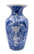 A Japanese Arita blue and white vase, late Meiji period painted with birds, flowers and foliage,