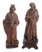 Two Continental carved boxwood models of saints, probably Austro-German,