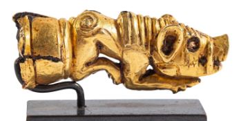 A SCYTHIAN GILT-BRONZE BOAR FINIAL, CIRCA 5TH CENTURY B.C., 4.4cm.