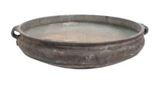 A large bronze brazier, perhaps Ottoman, 19th century; of circular section and waisted form,