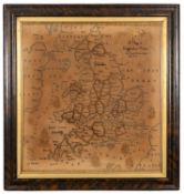 A George III embroidered 'Map of England and Wales', dated 1794: 'by Margaret Kitching, Leeds,