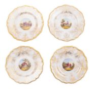 A set of four Flight, Barr & Barr Worcester dessert plates, circa 1820 with gadrooned rims,