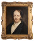 19th Century British school - A portrait study of a gentleman with a white stock and black coat -