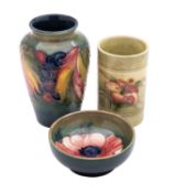 Three pieces of Moorcroft pottery,