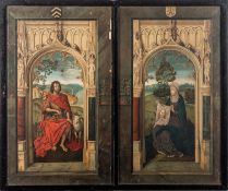After Hans Memling (Dutch, circa 1435 - 1494); Diptych of St John the Baptist and St Veronica,