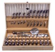 A canteen of porcelain handled cutlery and flatware the handles decorated in the Imari pattern,