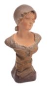 L. Goyeau(?) active late 19th / early 20th century; a painted plaster bust of a maiden