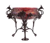 An Art Nouveau metal mounted glass bowl,