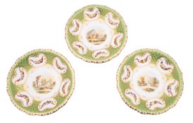 A set of five Davenport porcelain dessert comports circa 1840-50 in three sizes,