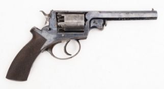 A cased Adams patent percussion five shot double action revolver,