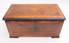 An early 20th Century Swiss walnut and marquetry cased music box.