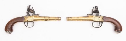 A pair of 18th century flintlock pocket pistol pistols, Bond of London circa 1776,