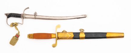 A Russian Naval dirk, the straight double edged blade numbered 'P0901' and dated 1987,