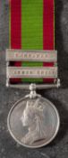 An Afghanistan Medal with Ahmed Khel and Kandahar clasps to '1943 Pte H Smith 2/60th Foot'