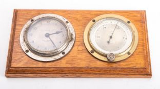 An early 20th century Short & Mason 3 inch bulkhead clock and barometer set, No.