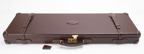 Guardian brown leather hard shell gun case, adjustable to fit barrels 28