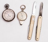 A Victorian silver pocket barometer, London 1897,