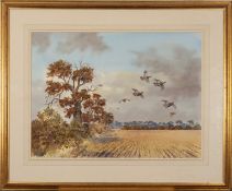 * Robert W Miliken (British, 1920-2014) - 'Huts Lay Drive. Partridges'
