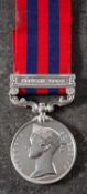 A Victorian India General Service Medal with Sikkim clasp to '1057 Pte N Inett 2nd Bn Derby R'.