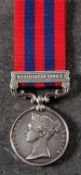 A Victorian India General Service Medal with Waziristan 18794-5 clasp to '2387 Pte W Jones 2nd