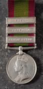 An Afghanistan Medal with Peiwar Kotal, Charasia and Kabul clasps to ' 6858 Bombr W GibsonG/3rd RA'.