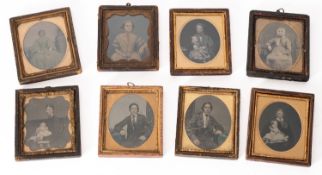 A collection of sixteen 1/6th plate Ambrotype portraits.