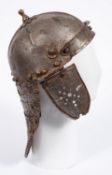 A reproduction steel lobster pot helmet, of traditional form.