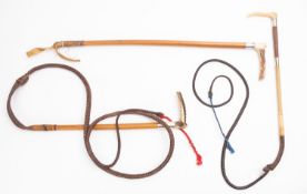 A Victorian silver mounted riding crop, makers C & J Zair, Birmingham,