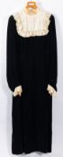 A 1960s Quad velvet and lace evening dress.