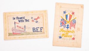 A WWI 'In France with the BEF' silk postcard.