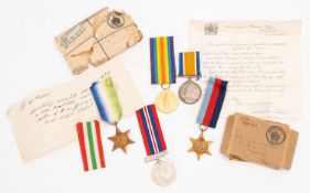 A WWI pair to 'P-121 Cpl G Haines Rif Brig' War Medal and Victory Medal together with related