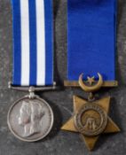An Egypt pair to '1393 Pte W Saul OSC' Egypt Medal and Khedive's Star,