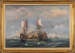 * John Ambrose (British, 1931-2011) - An 18th century naval battle