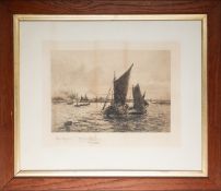 After Alexander Mortimer (act. 1885-1895) - Hay barges on the Thames