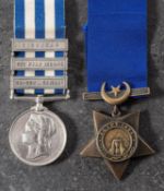 An Egypt pair to '1259 Pte H Pike 1/Rl Highrs' (Black Watch) Egypt Medal with El-Teb_Tamaai claps
